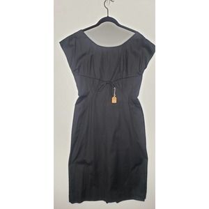 True Vintage 50s 60s Black Wiggle Midi Dress Deadstock Bow Short Sleeve Large